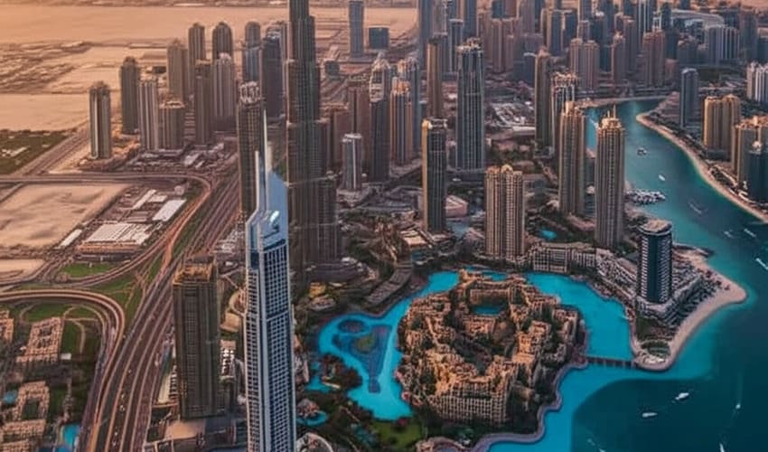 Skyline of Dubai in 2025, symbolizing economic growth and stability.