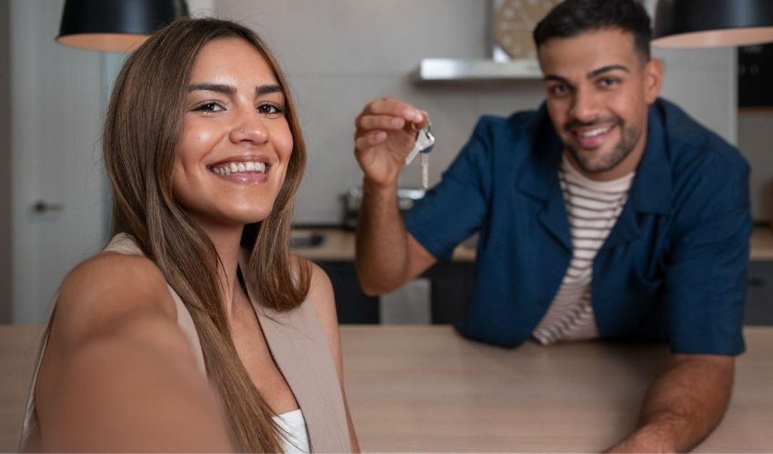 Expat family celebrating new home purchase in Dubai.