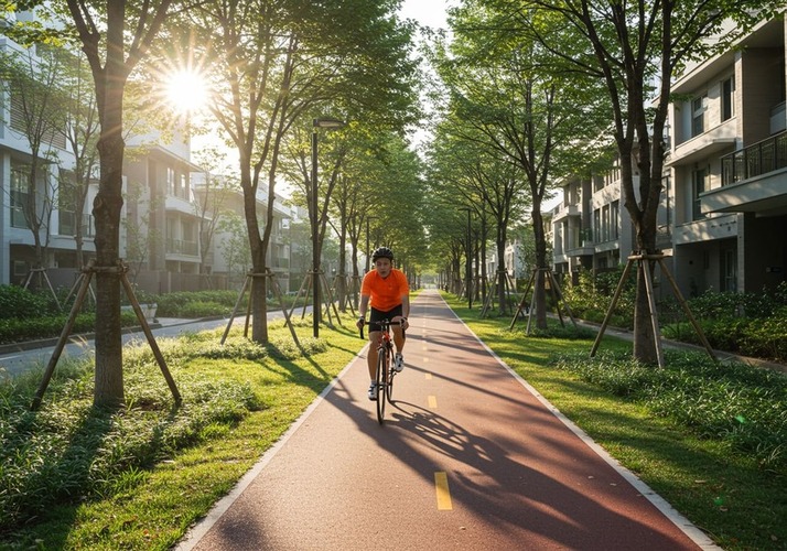 Cycling path in JVC District 11 park.