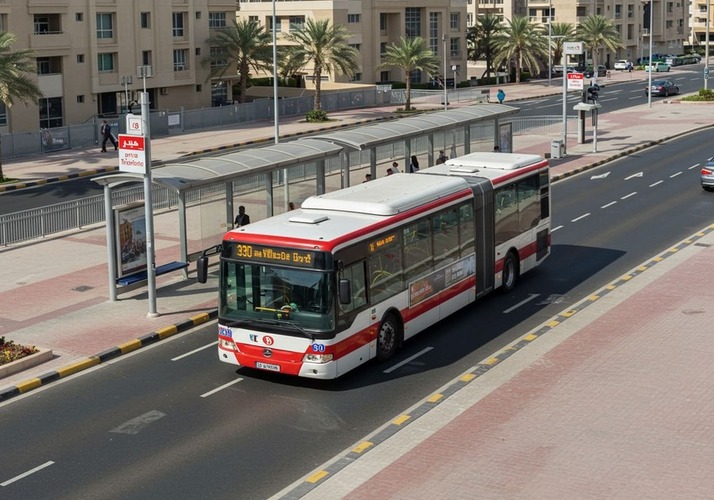 F30 RTA bus outside JVC bus stop.