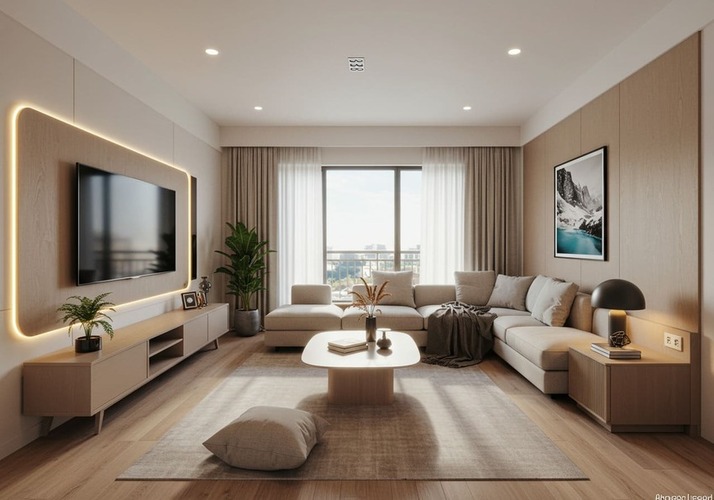 Furnished Sereno 1BHK living area.