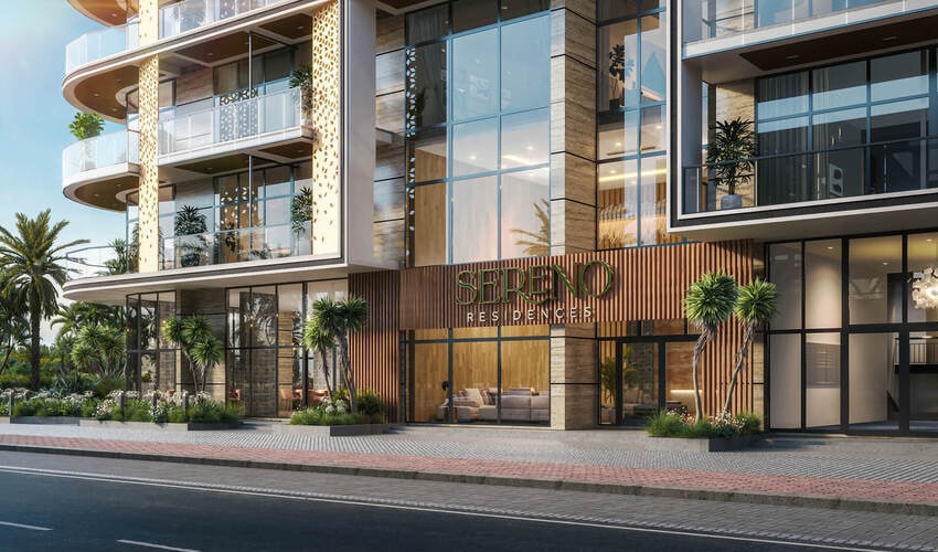 Sereno Residences in JVC offering modern apartments with a 20/80 post-handover payment plan.