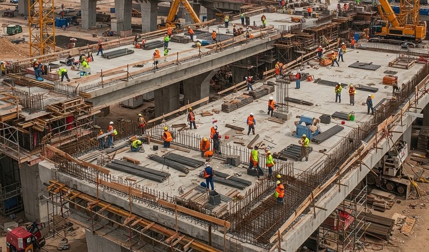 RTA’s two-lane bridge construction near JVC improving connectivity to Al Khail Road and Hessa Street.