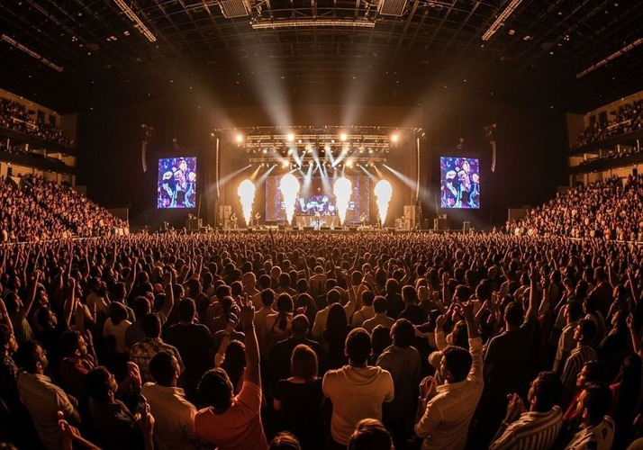 Crowds enjoying an evening concert in Dubai entertainment arena