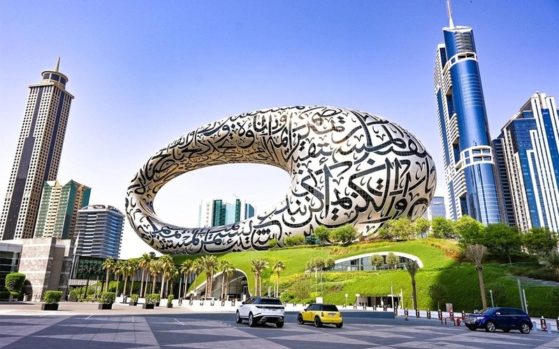 Exterior view of the futuristic dome of Museum of the Future