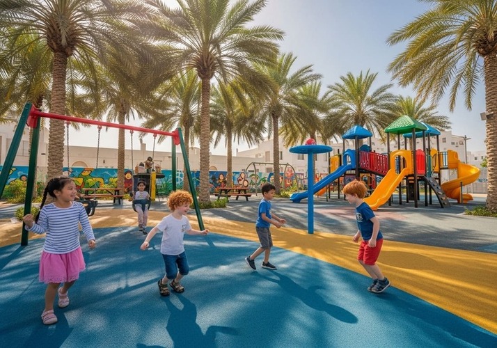 Kids playing in Dubai community playground