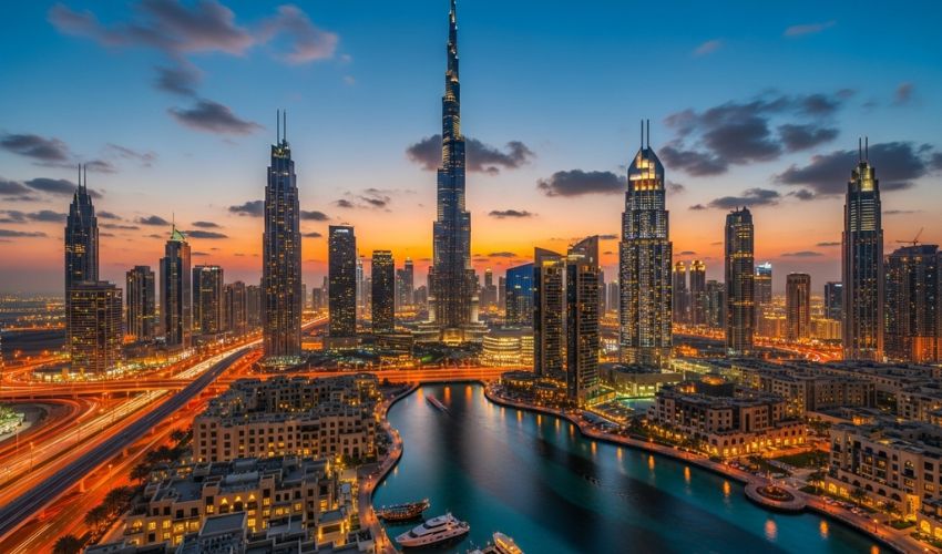 Dubai real estate skyline 2025 with modern high-rises showing growth and resilience.