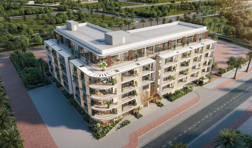 Luxury residential community in JVC Dubai with modern design and landscaped greenery representing Sereno Residences.