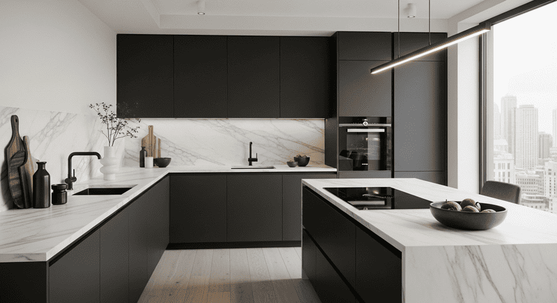 Renovated Dubai apartment kitchen with modern fittings